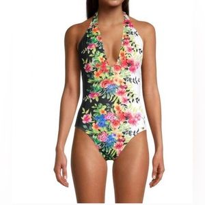 Johnny Was Spring Halter One Piece Women’s Swimsuit Multi Size Extra Small